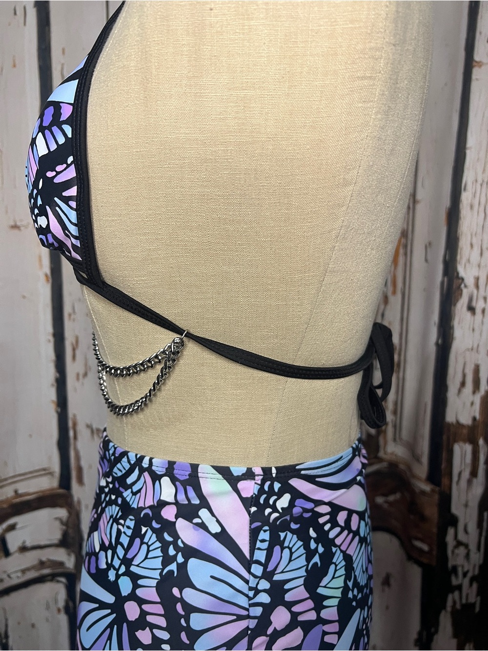 Butterfly Print High-Waist Rave Bikini Bathing Suit - Picture 6 of 13